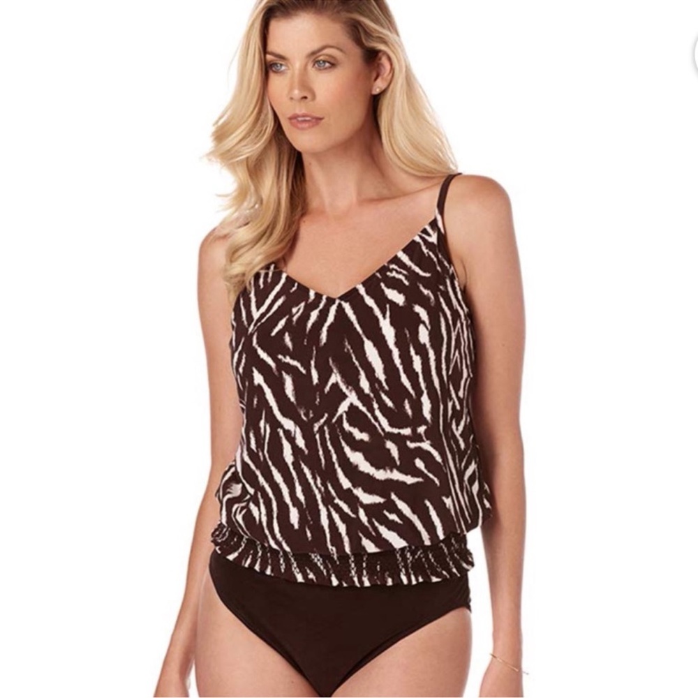 Miraclesuit Brown and White Bikini Swim